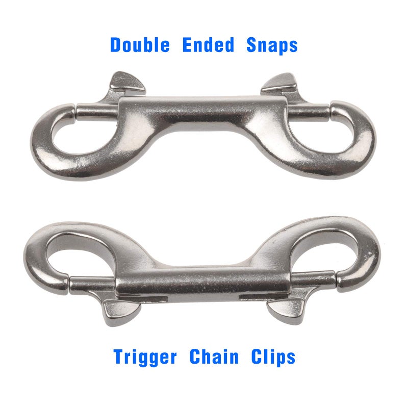 Timsec Double Ended Bolt Snap Hooks, 3-1/2 Inch Marine Grade Double End Scuba Diving Clips, 316 Stainless Steel Trigger Chain Clip, for Water Bucket Pet Feed Bucket Agricultural Equine Dog Leash, 2Packs - Image 2